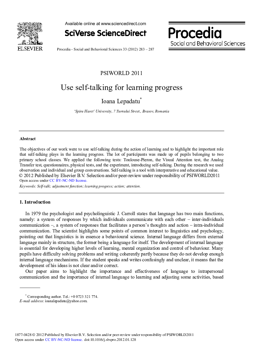 Use self-talking for learning progress