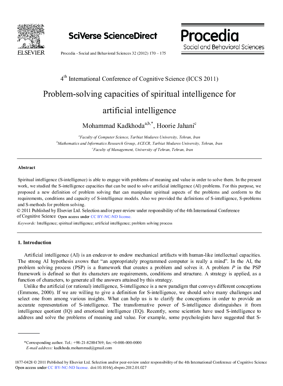 Problem-solving capacities of spiritual intelligence for artificial intelligence