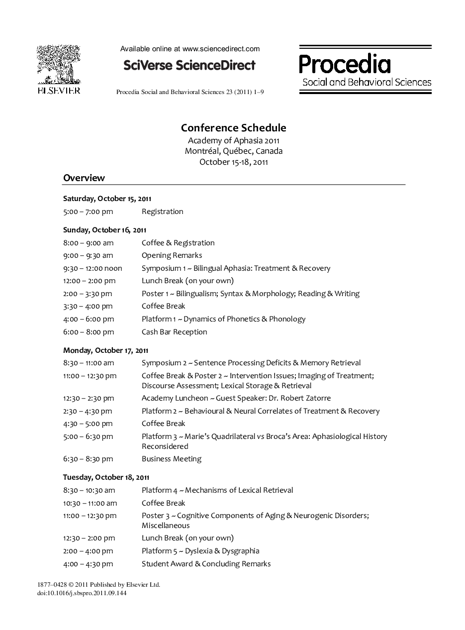 Conference Schedule