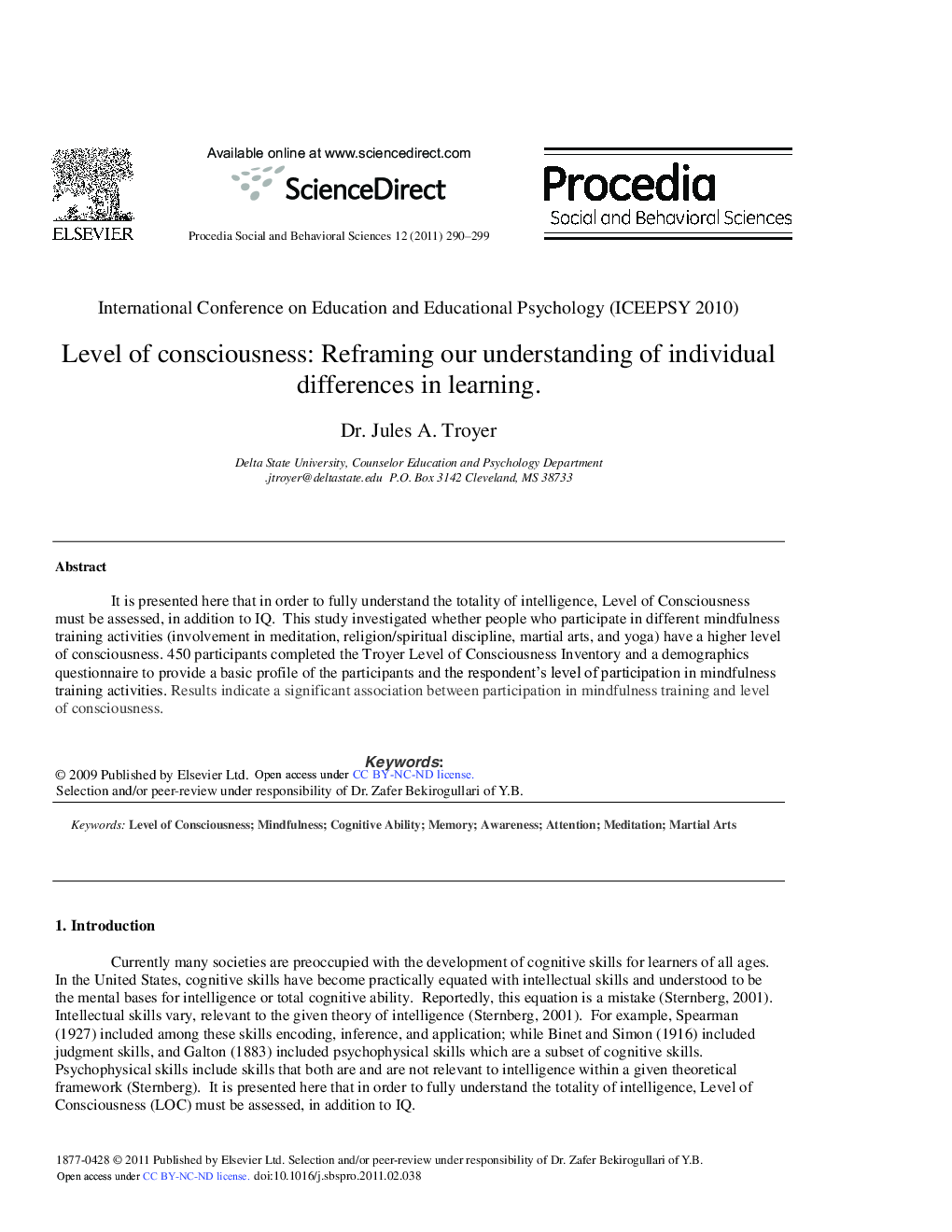 Level of consciousness: Reframing our understanding of individual differences in learning