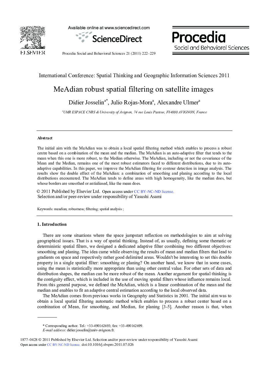 MeAdian robust spatial filtering on satellite images