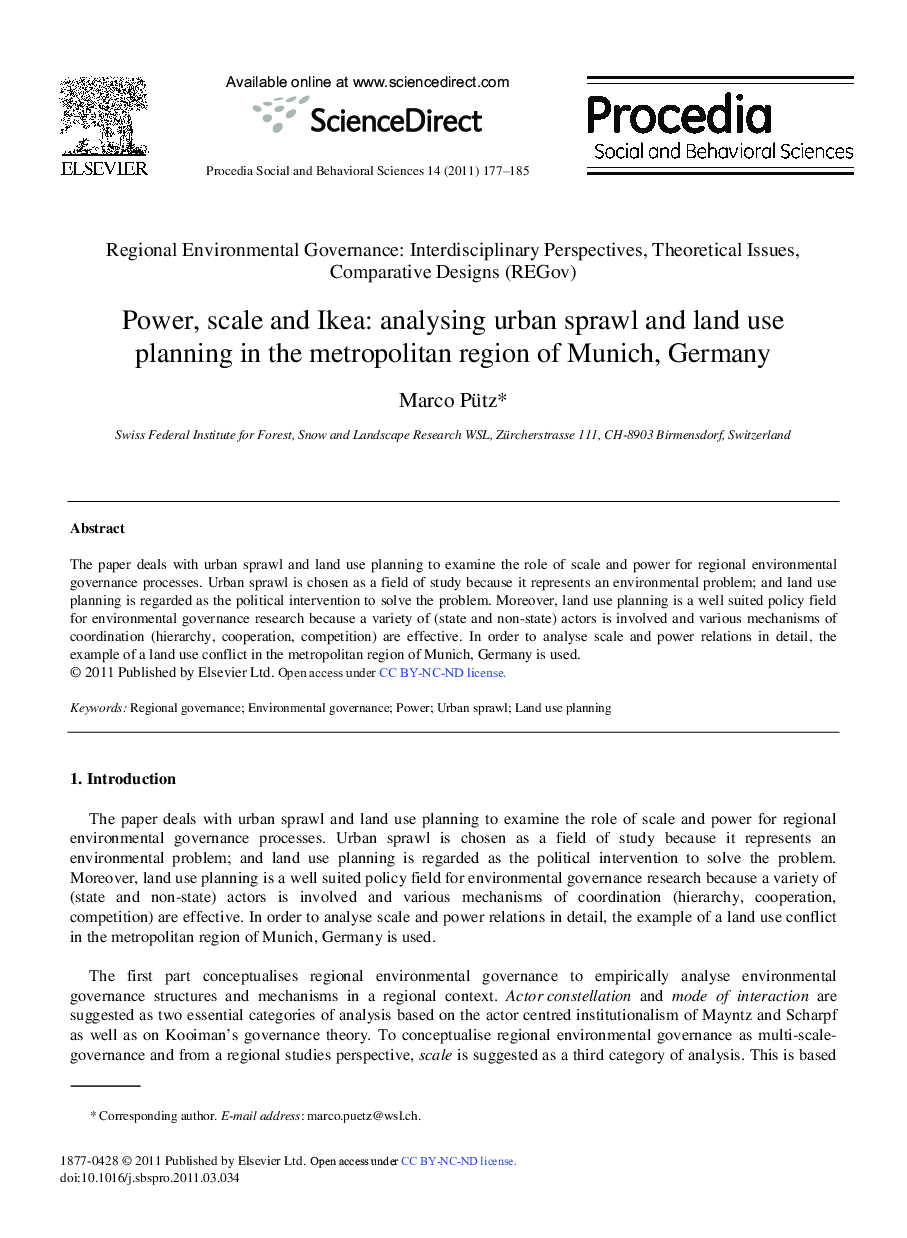 Power, scale and Ikea: analysing urban sprawl and land use planning in the metropolitan region of Munich, Germany