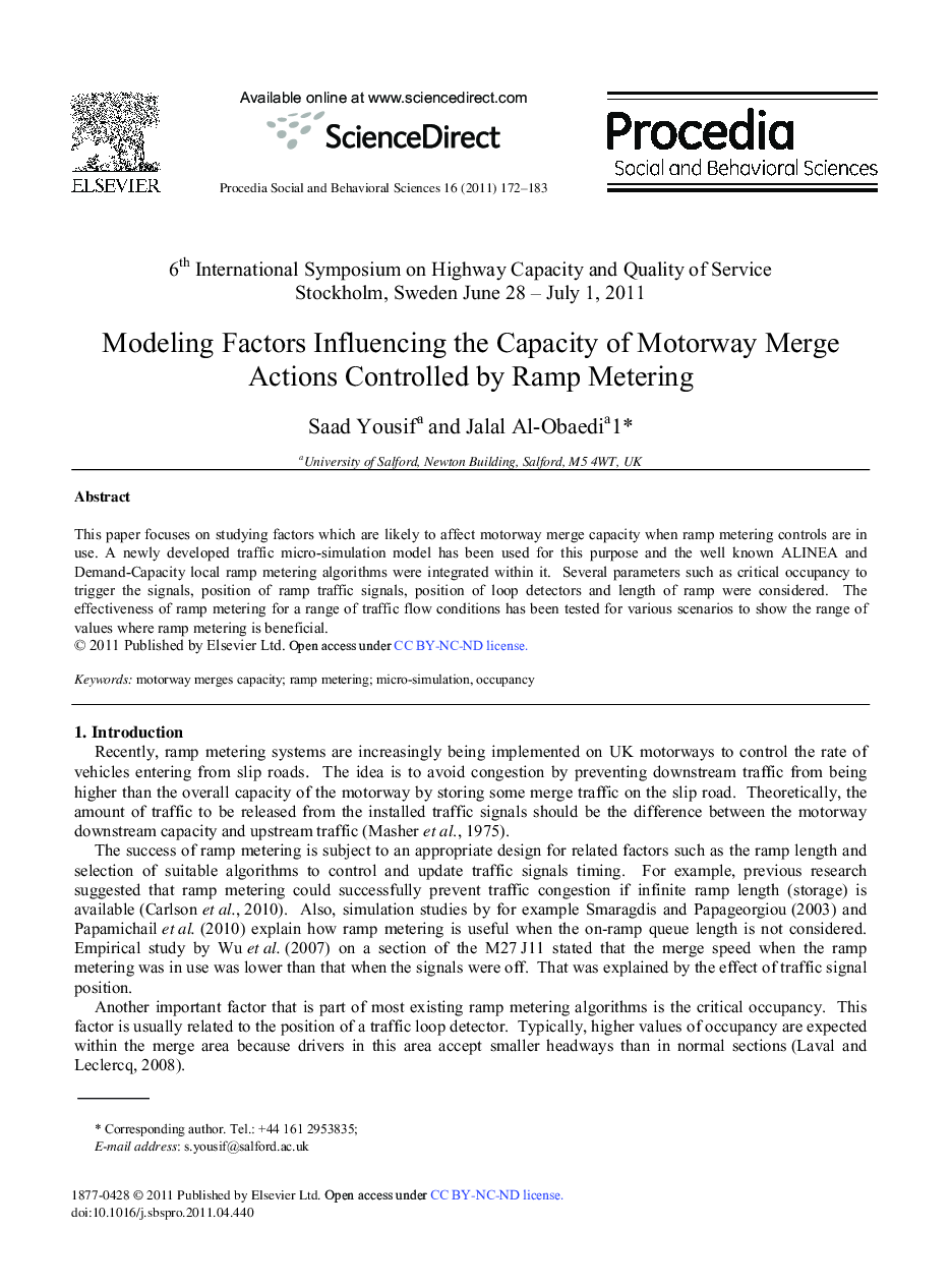Modeling Factors Influencing the Capacity of Motorway Merge Sections Controlled by Ramp Metering