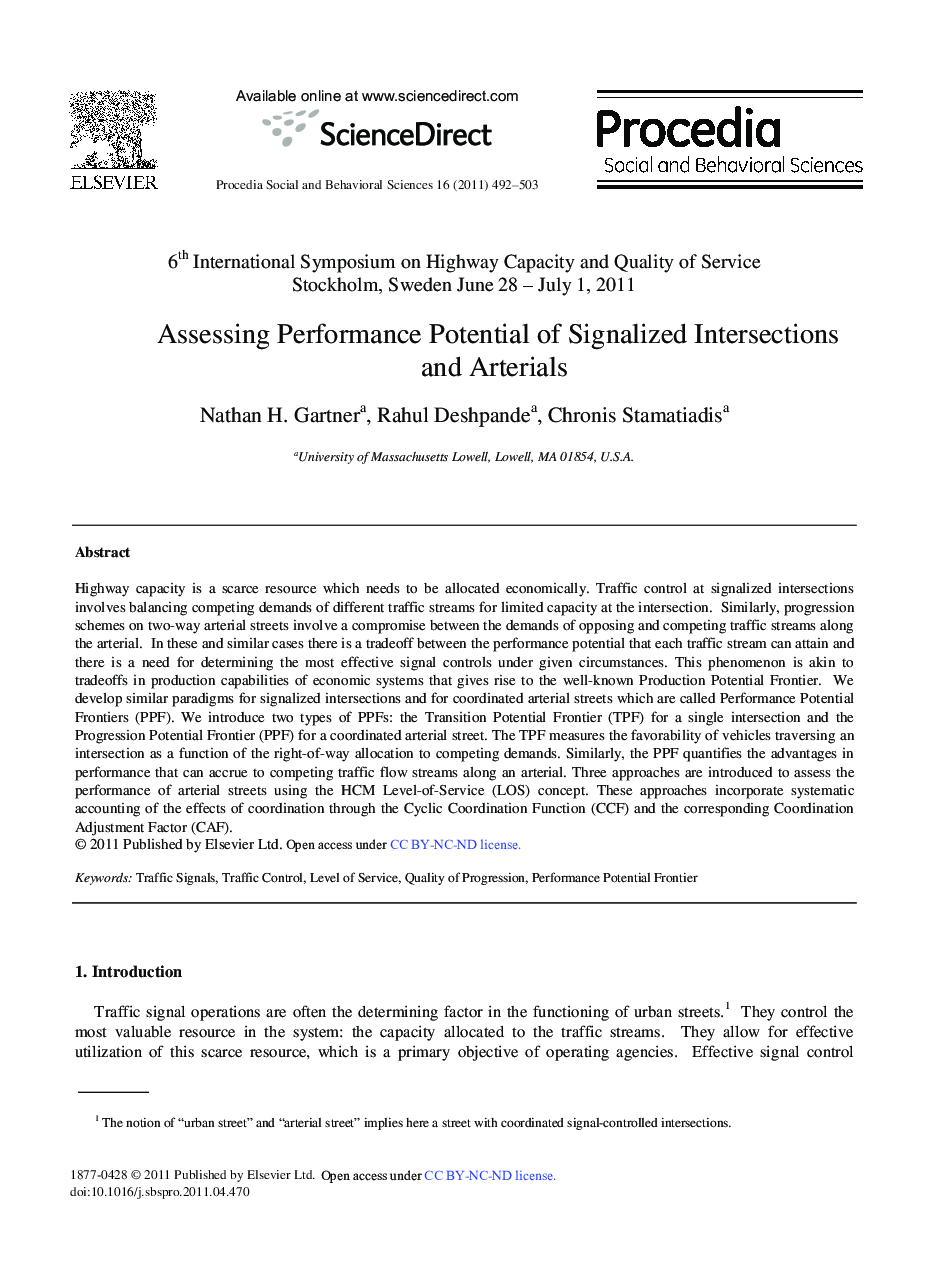 Assessing Performance Potential of Signalized Intersections and Arterials