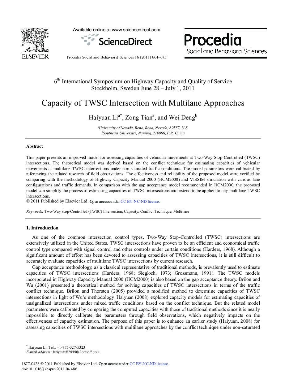 Capacity of TWSC Intersection with Multilane Approaches