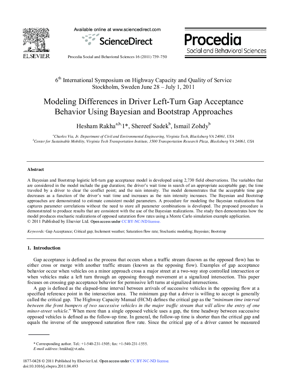 Modeling Differences in Driver Left-Turn Gap Acceptance Behavior Using Bayesian and Bootstrap Approaches