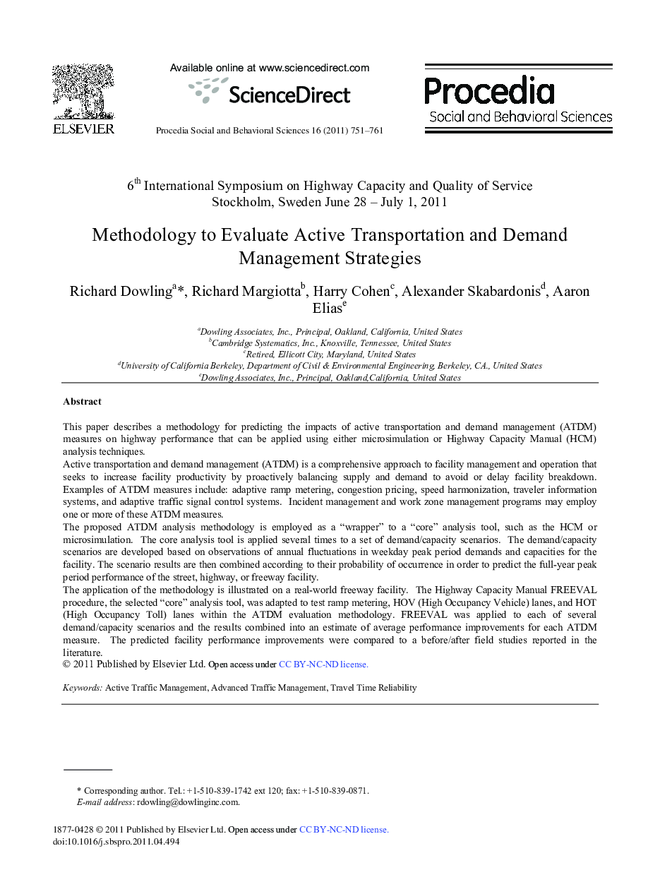 Methodology to Evaluate Active Transportation and Demand Management Strategies