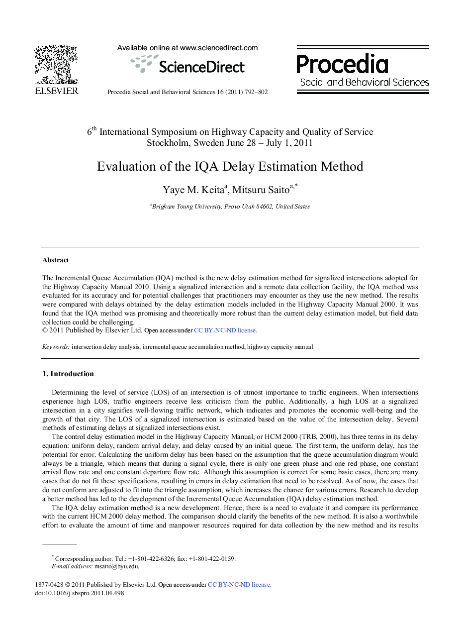 Evaluation of the IQA Delay Estimation Method