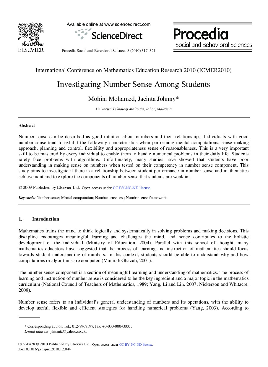 Investigating Number Sense Among Students