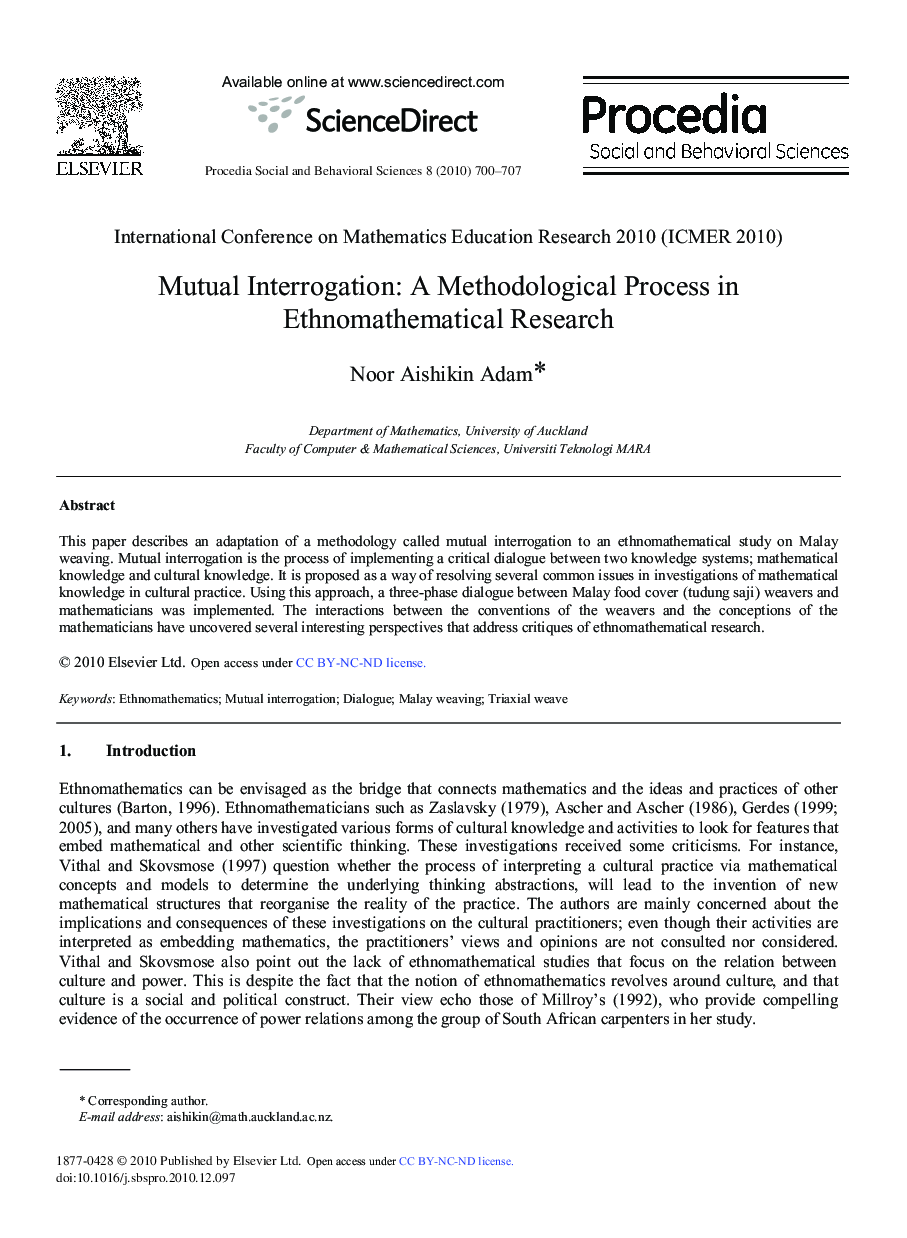 Mutual Interrogation: A Methodological Process in Ethnomathematical Research