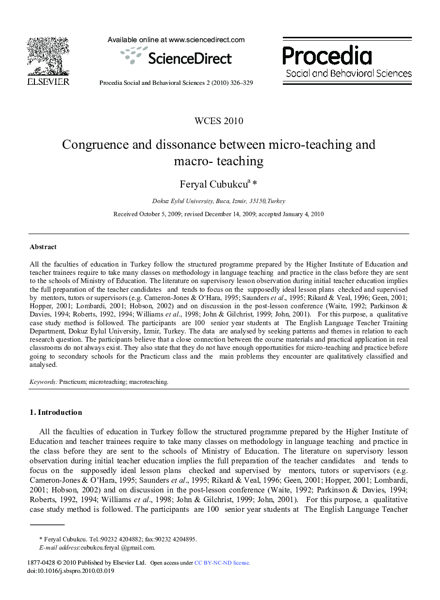 Congruence and dissonance between micro-teaching and macro- teaching