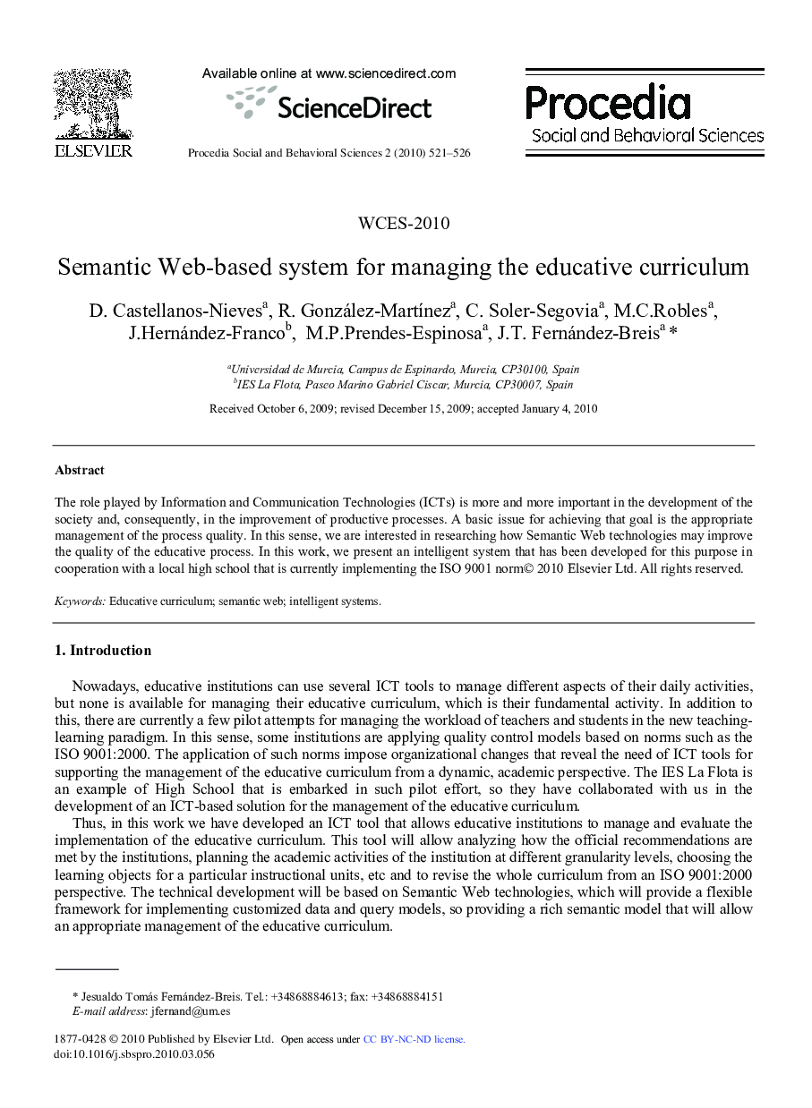 Semantic Web-based system for managing the educative curriculum