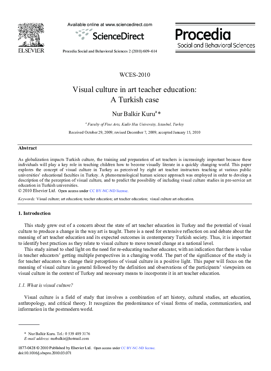 Visual culture in art teacher education: A Turkish case