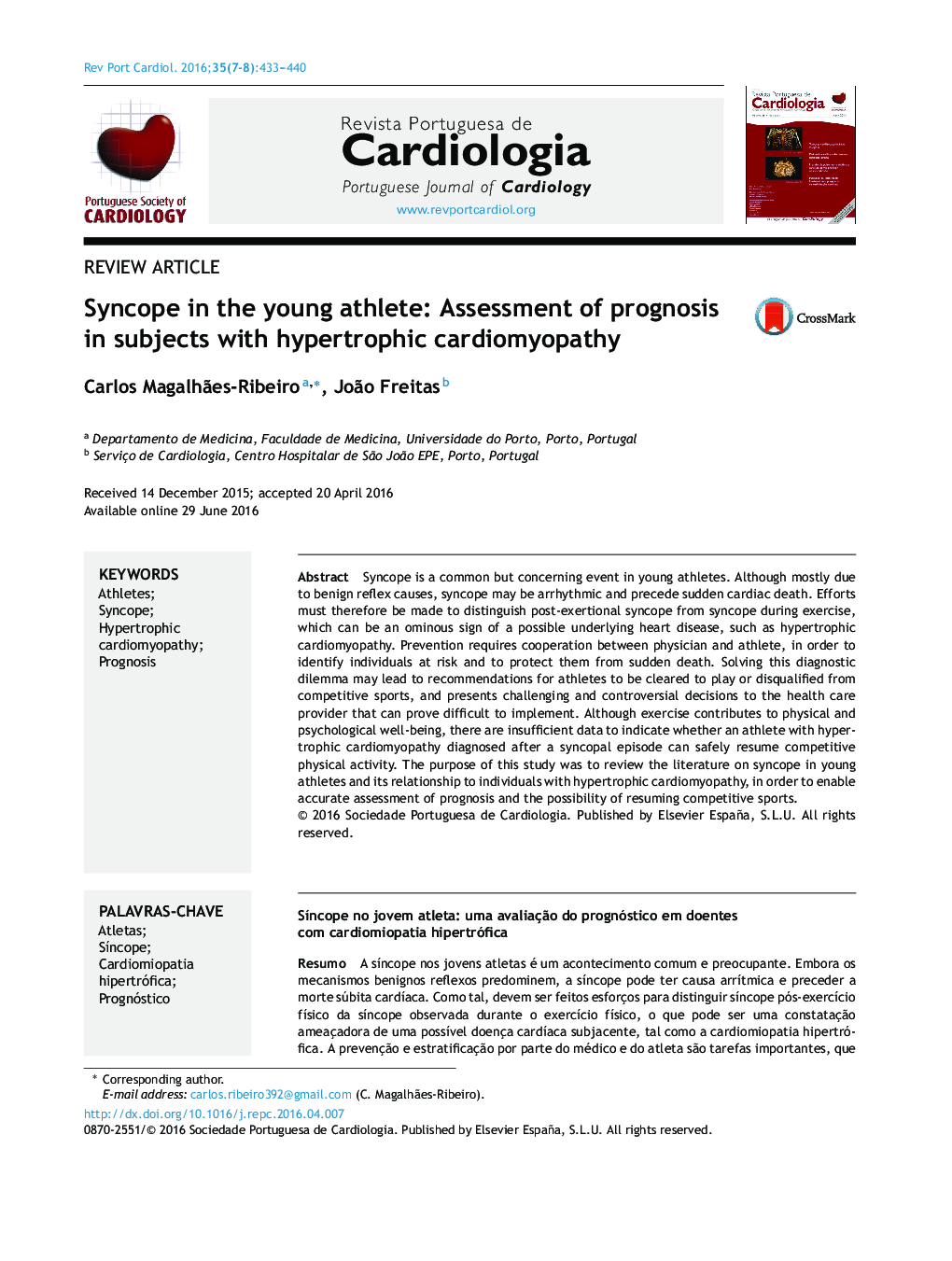 Syncope in the young athlete: Assessment of prognosis in subjects with hypertrophic cardiomyopathy