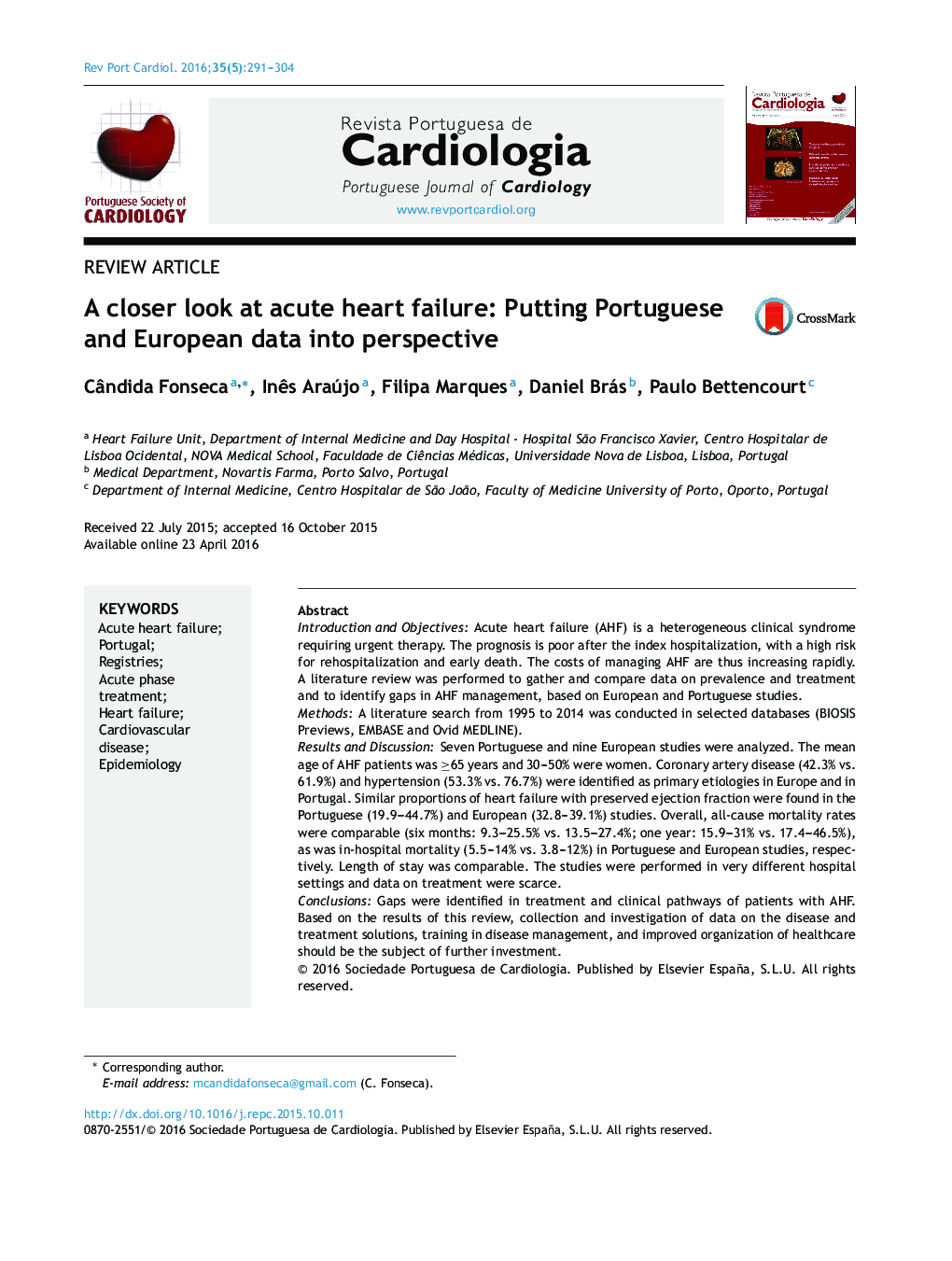 A closer look at acute heart failure: Putting Portuguese and European data into perspective