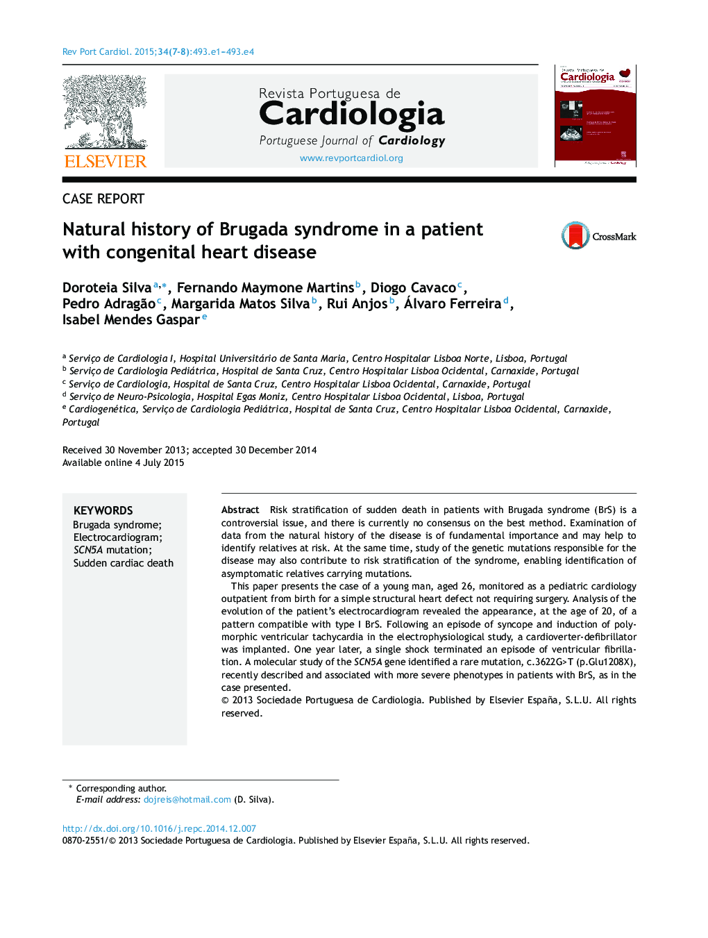 Natural history of Brugada syndrome in a patient with congenital heart disease