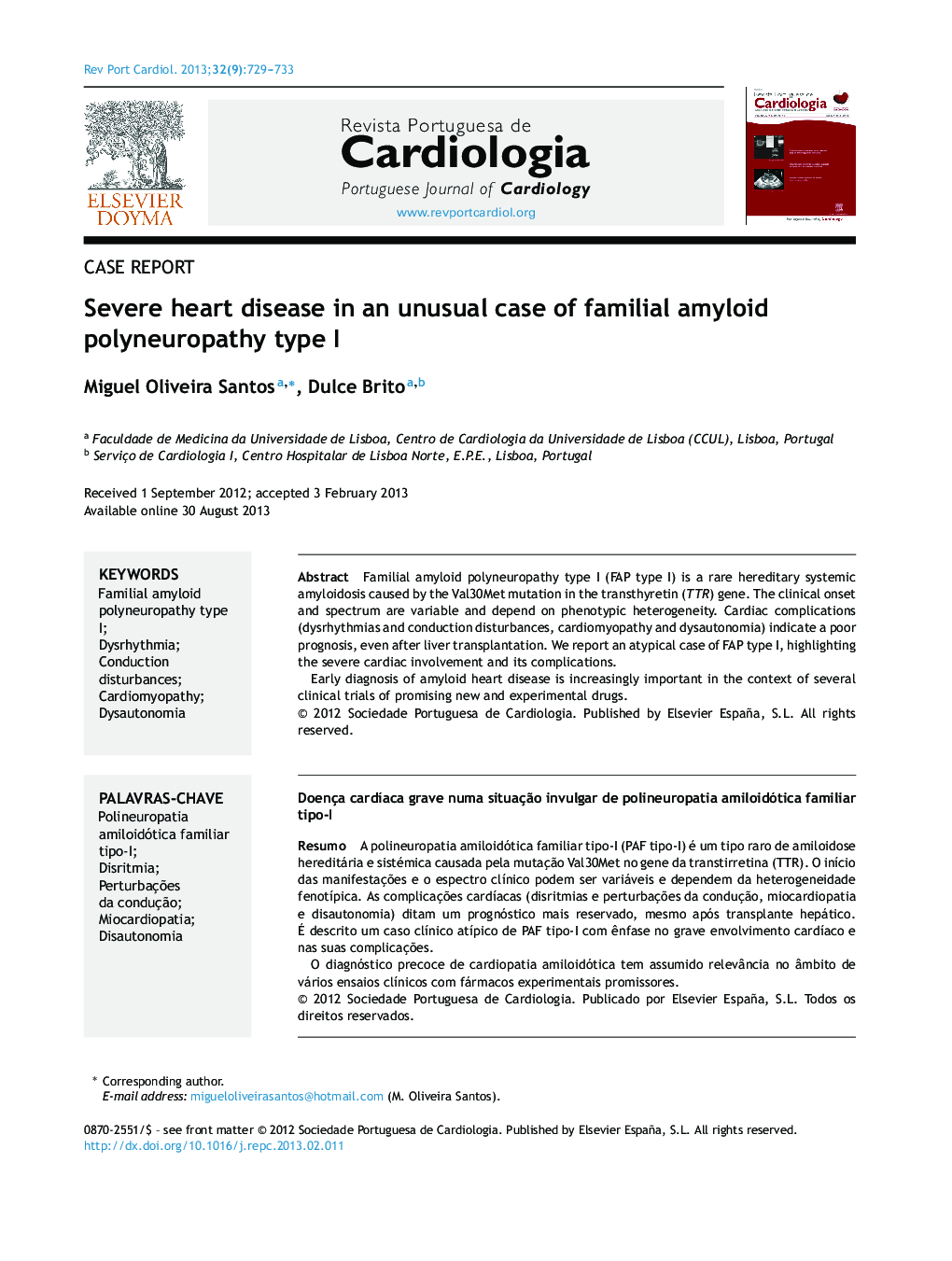 Severe heart disease in an unusual case of familial amyloid polyneuropathy type I