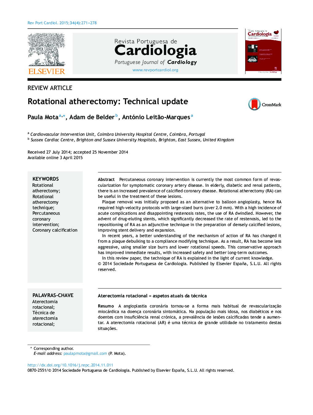 Rotational atherectomy: Technical update