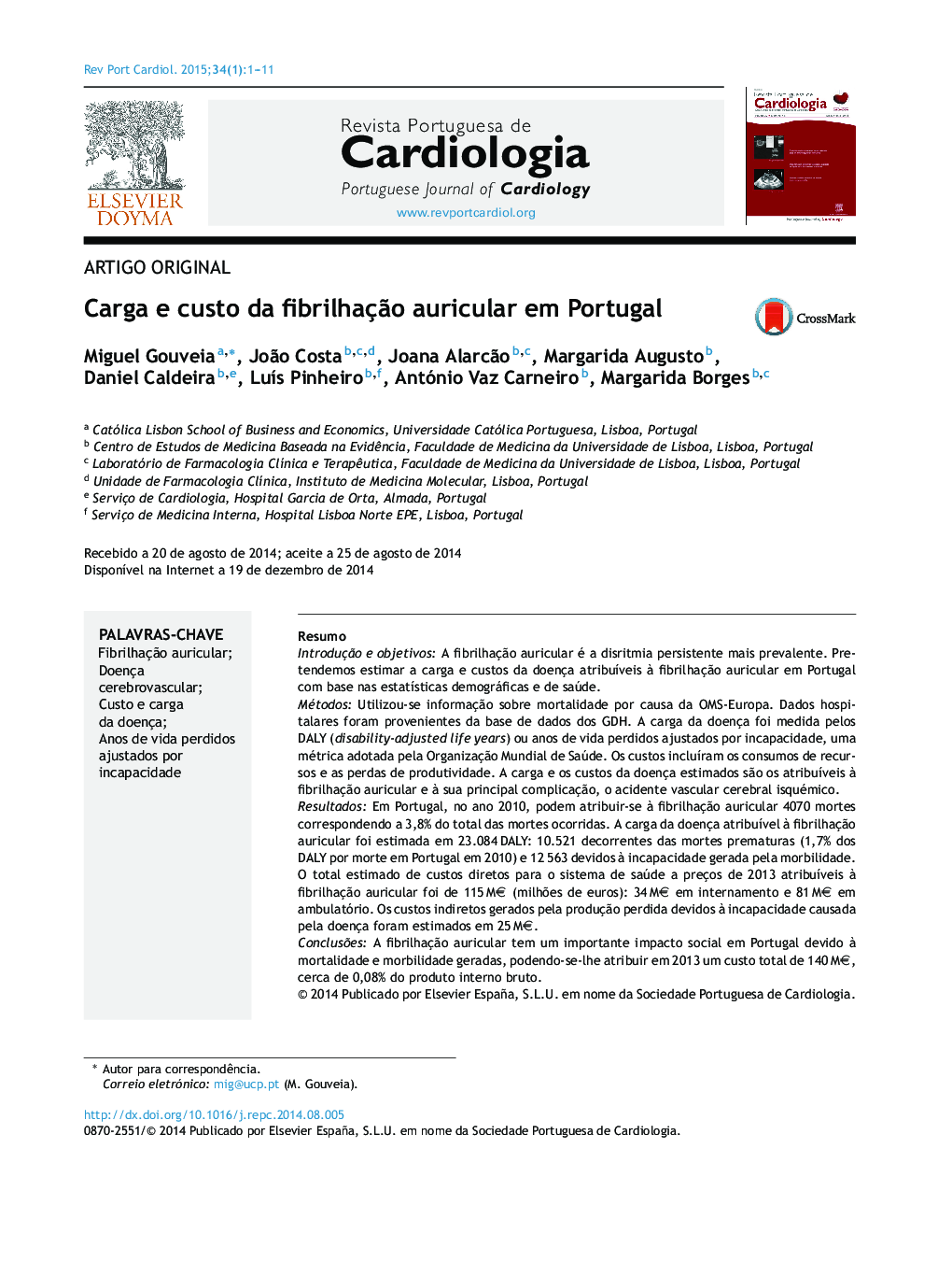 Carga e custo da fibrilhação auricular em Portugal