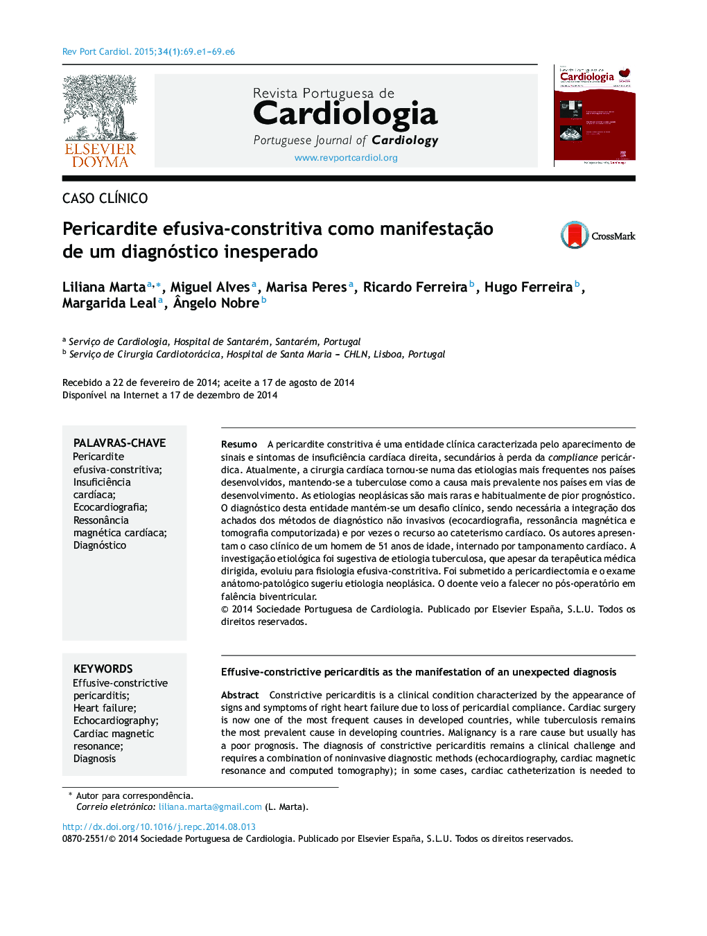 Pericardite efusivaâconstritiva como manifestaçÃ£o de um diagnóstico inesperado