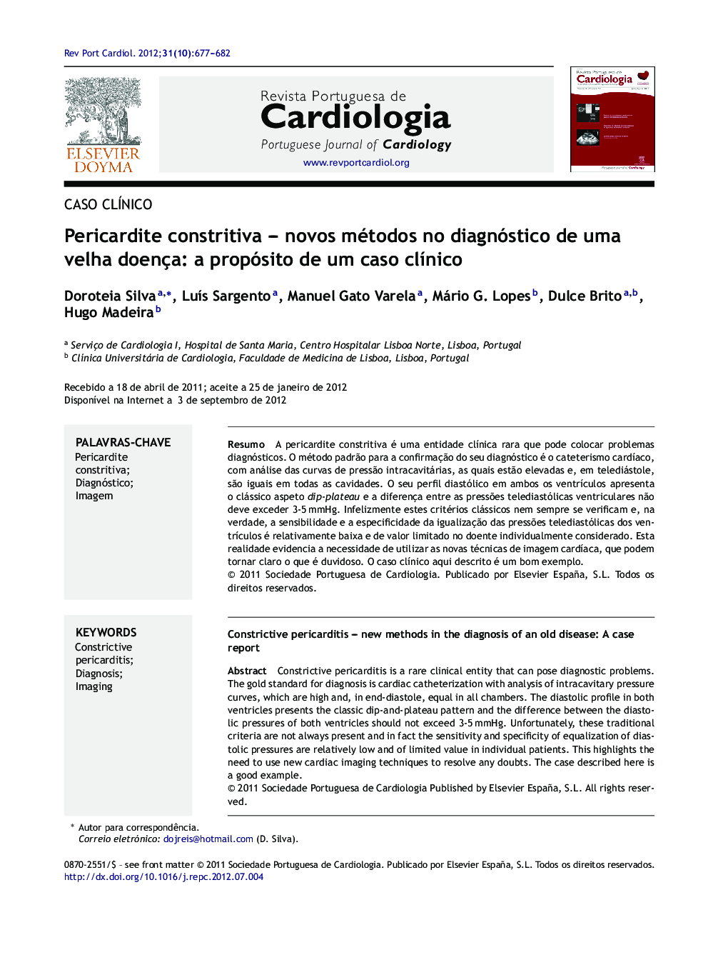 Pericardite constritiva – novos métodos no diagnóstico de uma velha doença: a propósito de um caso clínico