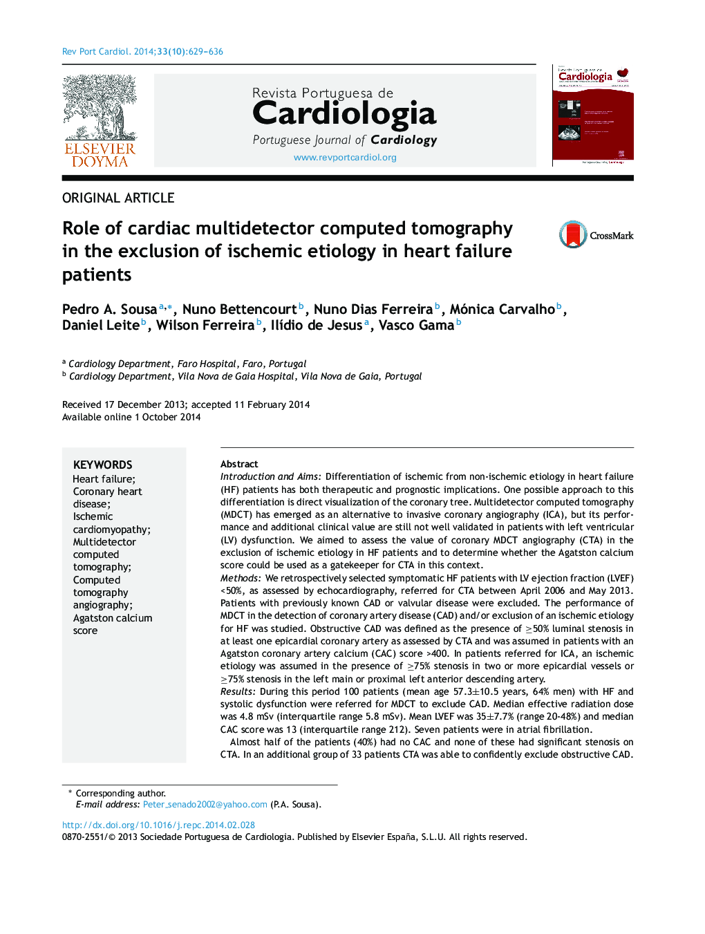 Role of cardiac multidetector computed tomography in the exclusion of ischemic etiology in heart failure patients