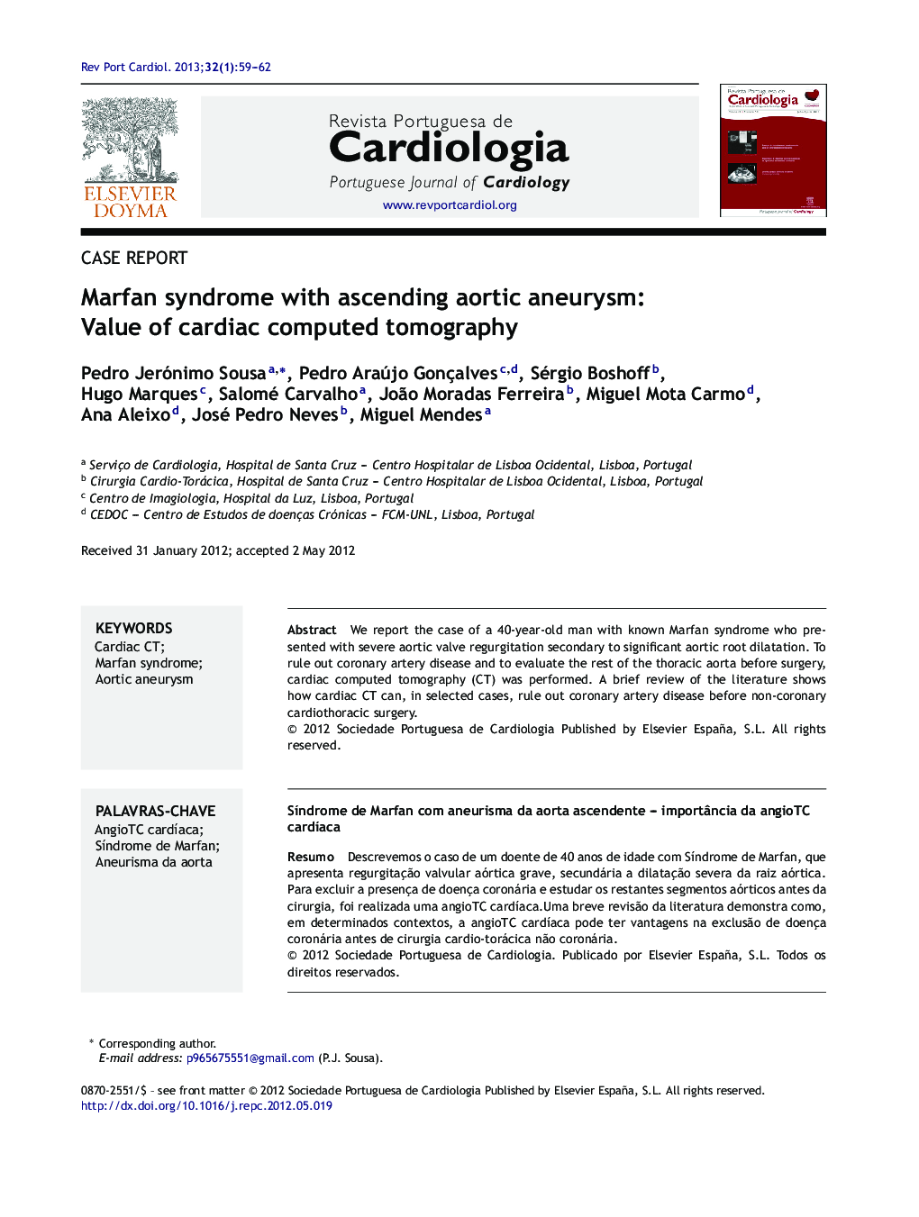 Marfan syndrome with ascending aortic aneurysm: Value of cardiac computed tomography