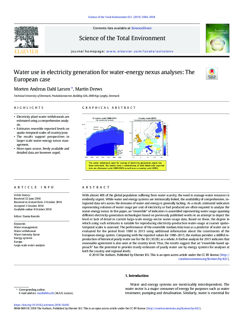 Water use in electricity generation for water-energy nexus analyses: The European case