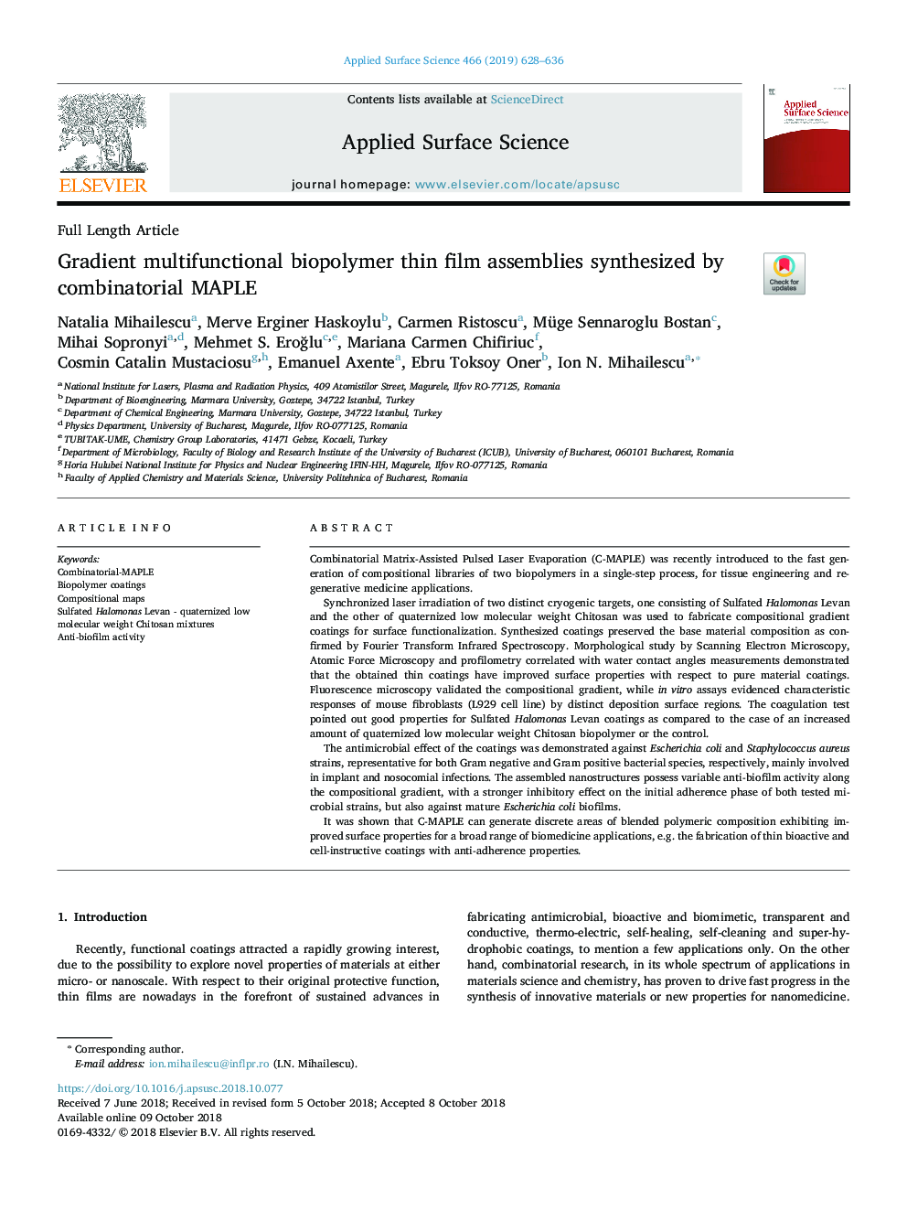 Gradient multifunctional biopolymer thin film assemblies synthesized by combinatorial MAPLE