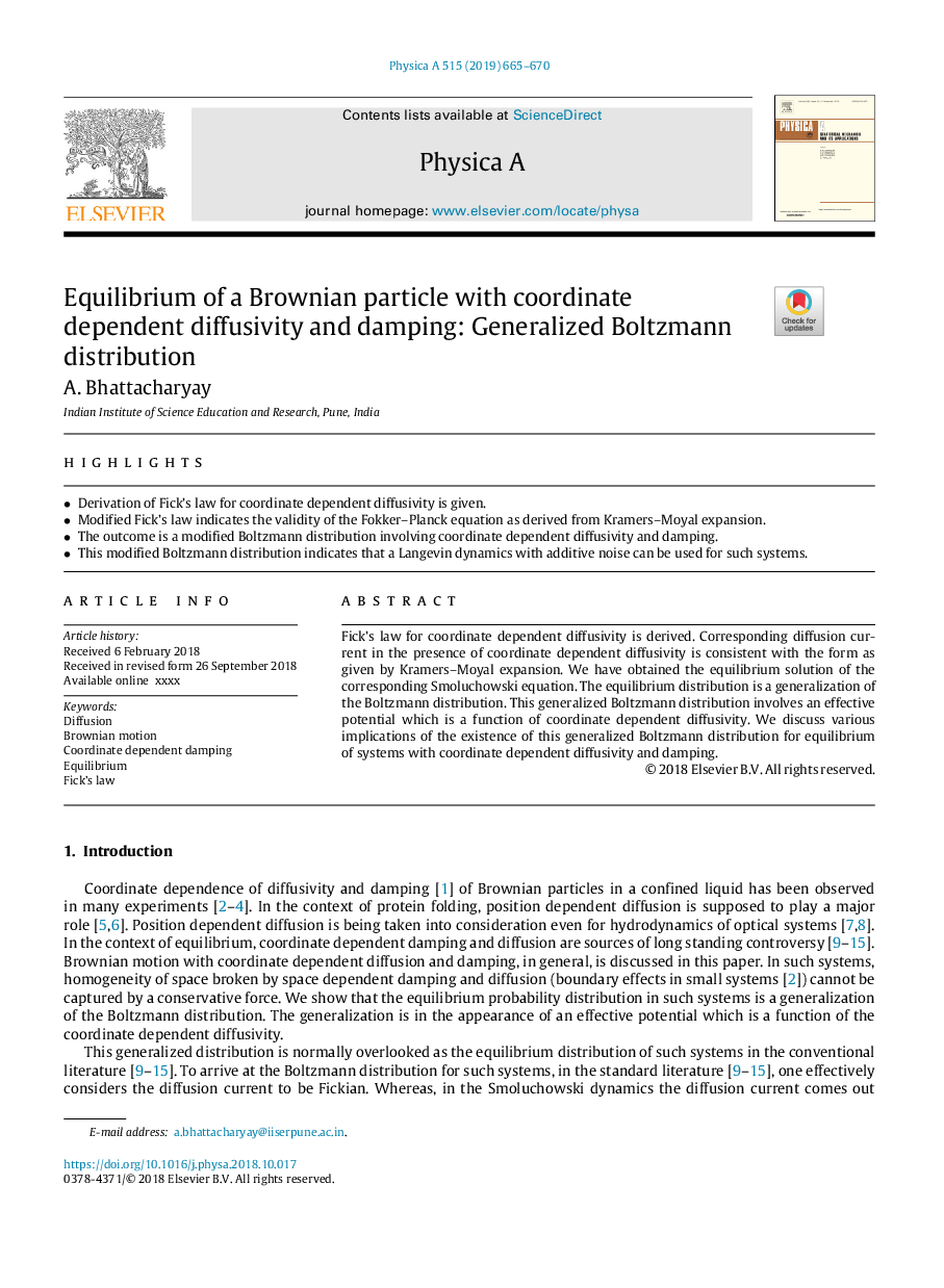 Equilibrium of a Brownian particle with coordinate dependent diffusivity and damping: Generalized Boltzmann distribution