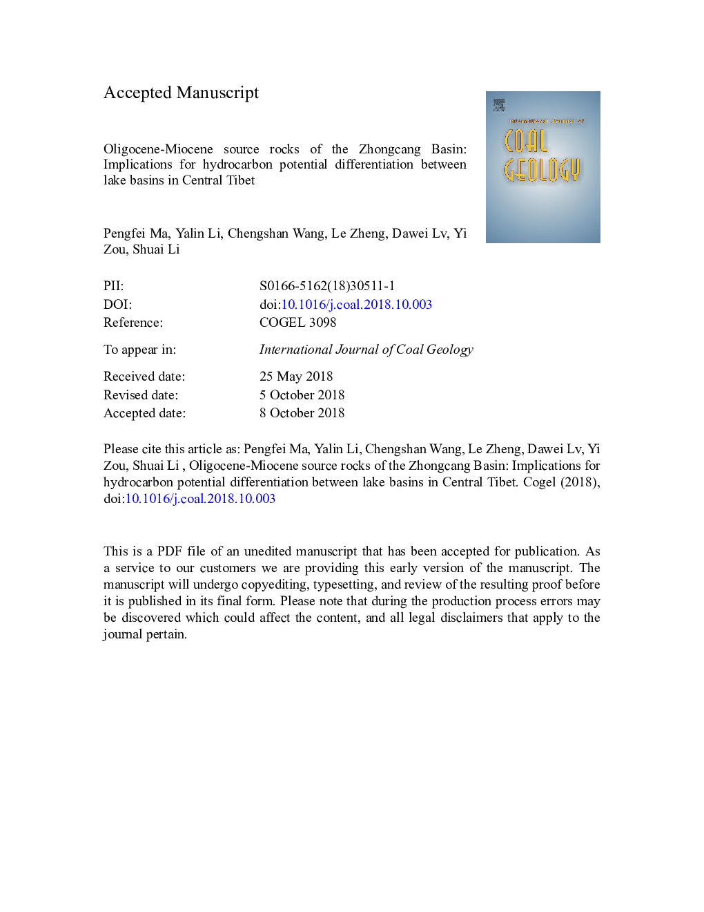 Oligocene-Miocene source rocks of the Zhongcang Basin: Implications for hydrocarbon potential differentiation between lake basins in Central Tibet