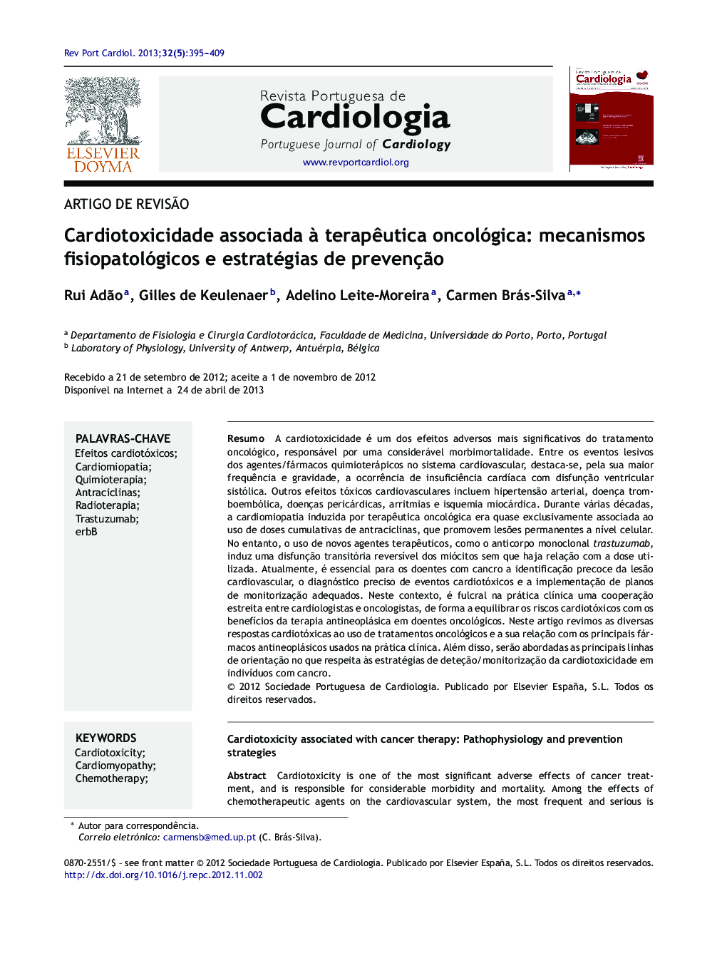 Cardiotoxicidade associada à terapêutica oncológica: mecanismos fisiopatológicos e estratégias de prevenção