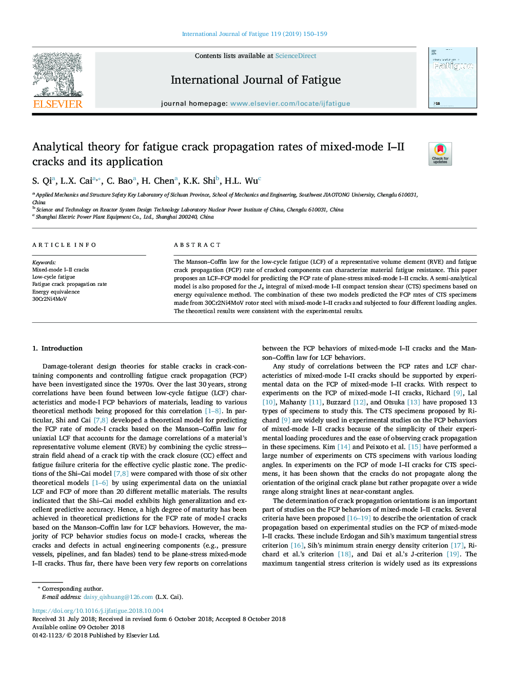 Analytical theory for fatigue crack propagation rates of mixed-mode I-II cracks and its application