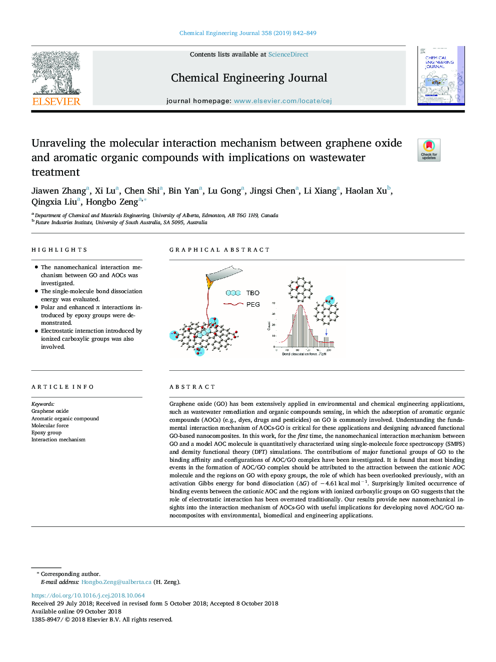 تجزیه و تحلیل مکانیزم تعامل مولکولی بین اکسید گرافین و ترکیبات آلی معطر با پیامدهای درمان تصفیه خانه