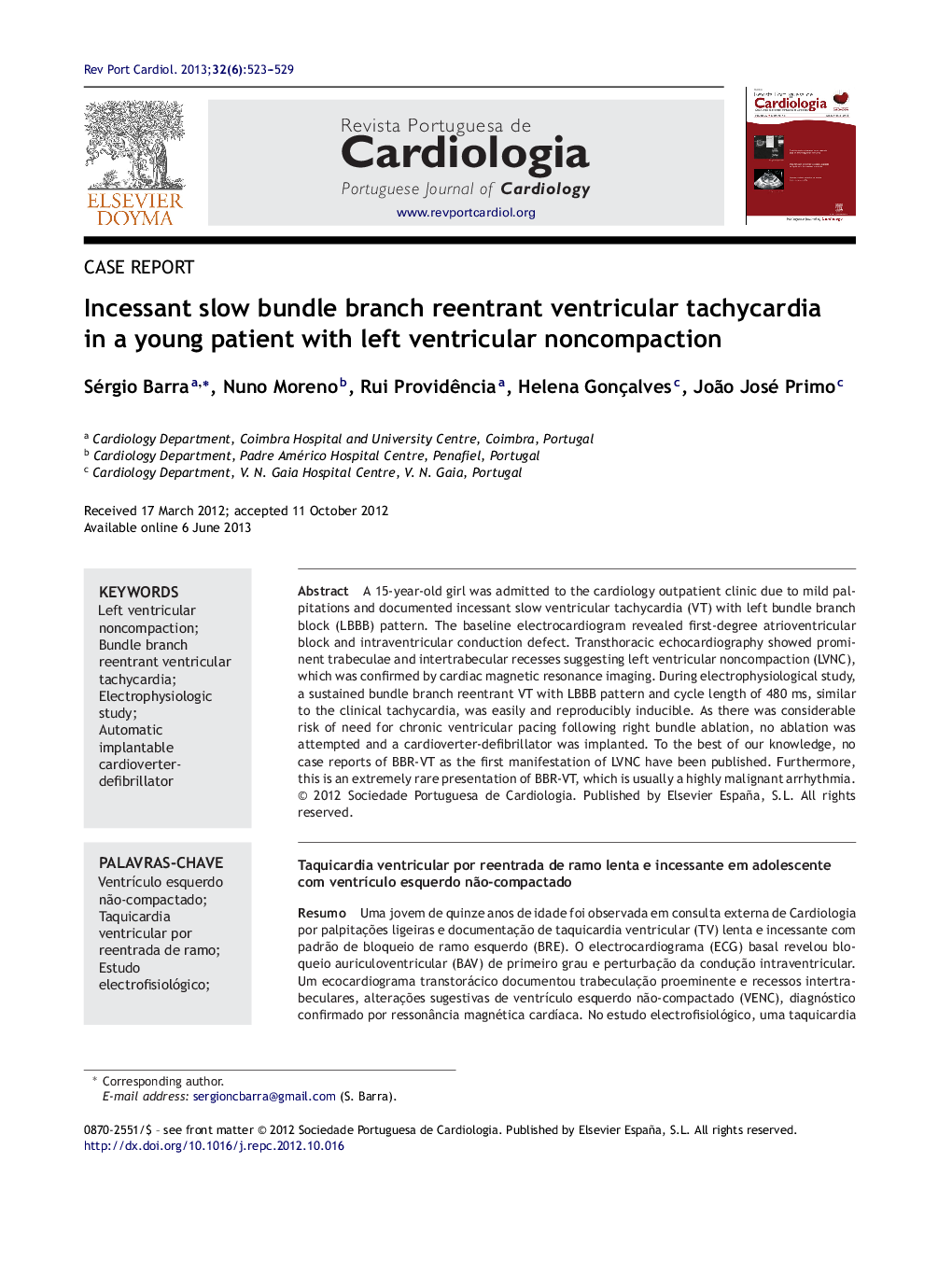 Incessant slow bundle branch reentrant ventricular tachycardia in a young patient with left ventricular noncompaction