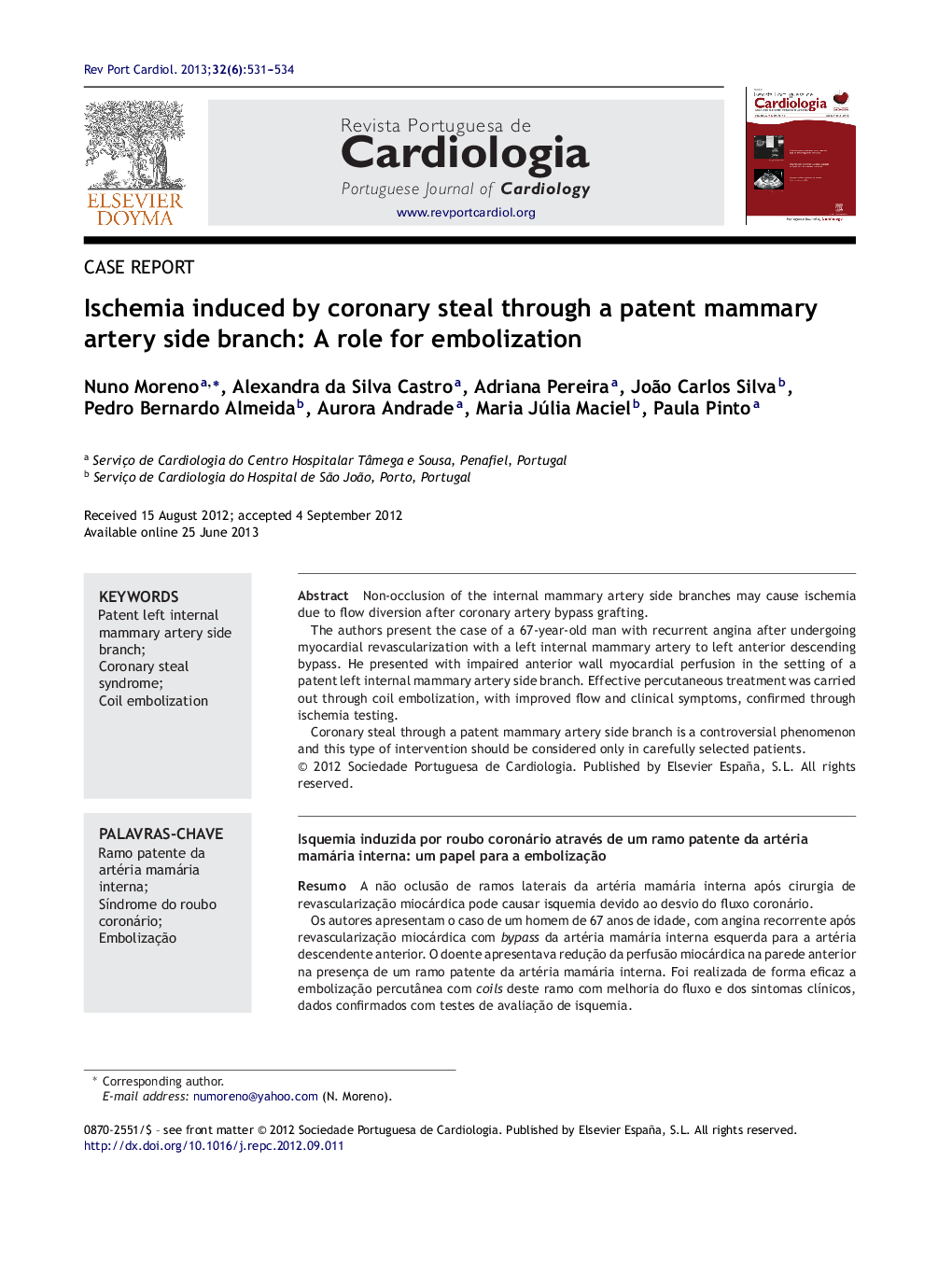 Ischemia induced by coronary steal through a patent mammary artery side branch: A role for embolization