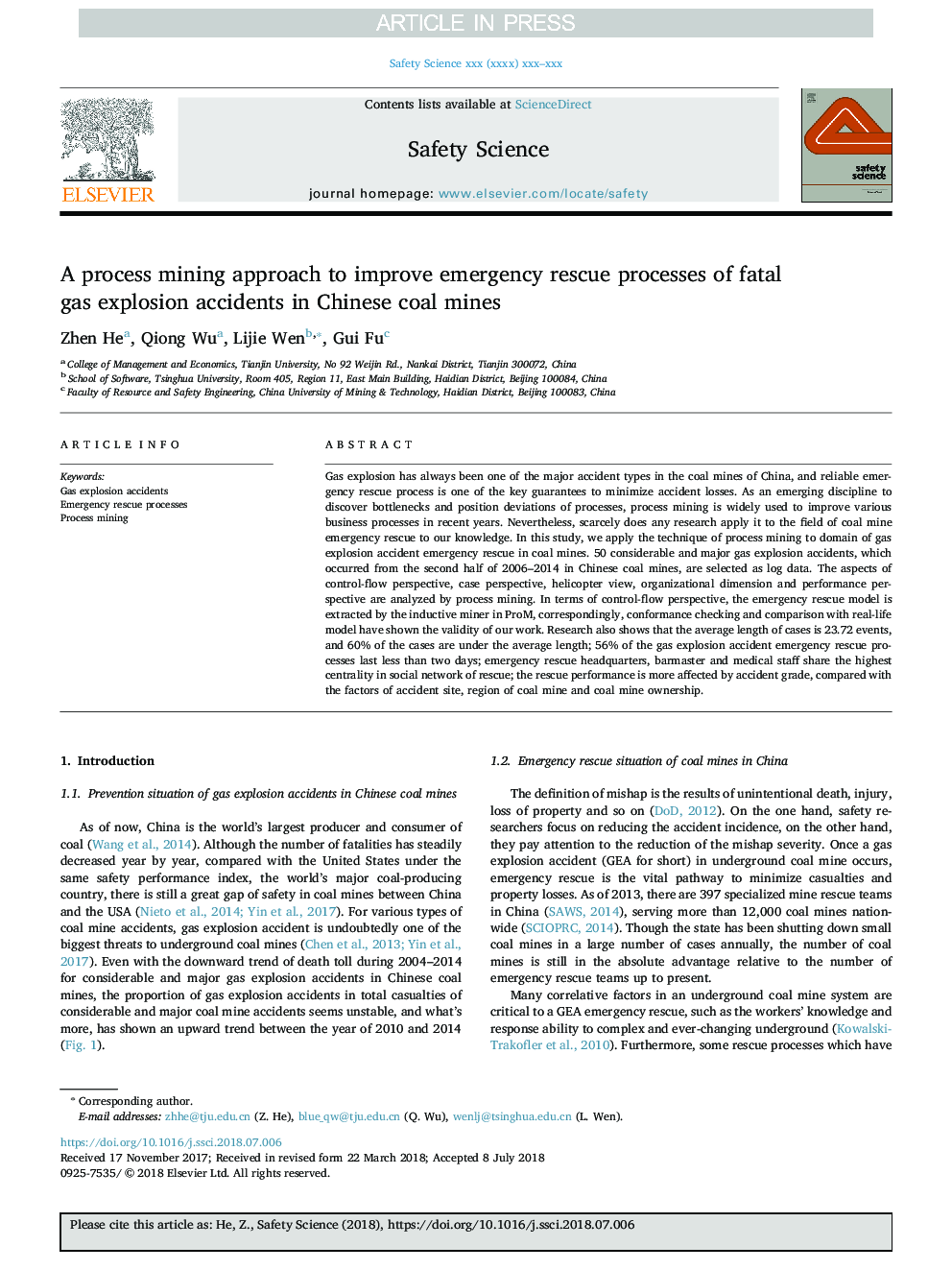 A process mining approach to improve emergency rescue processes of fatal gas explosion accidents in Chinese coal mines