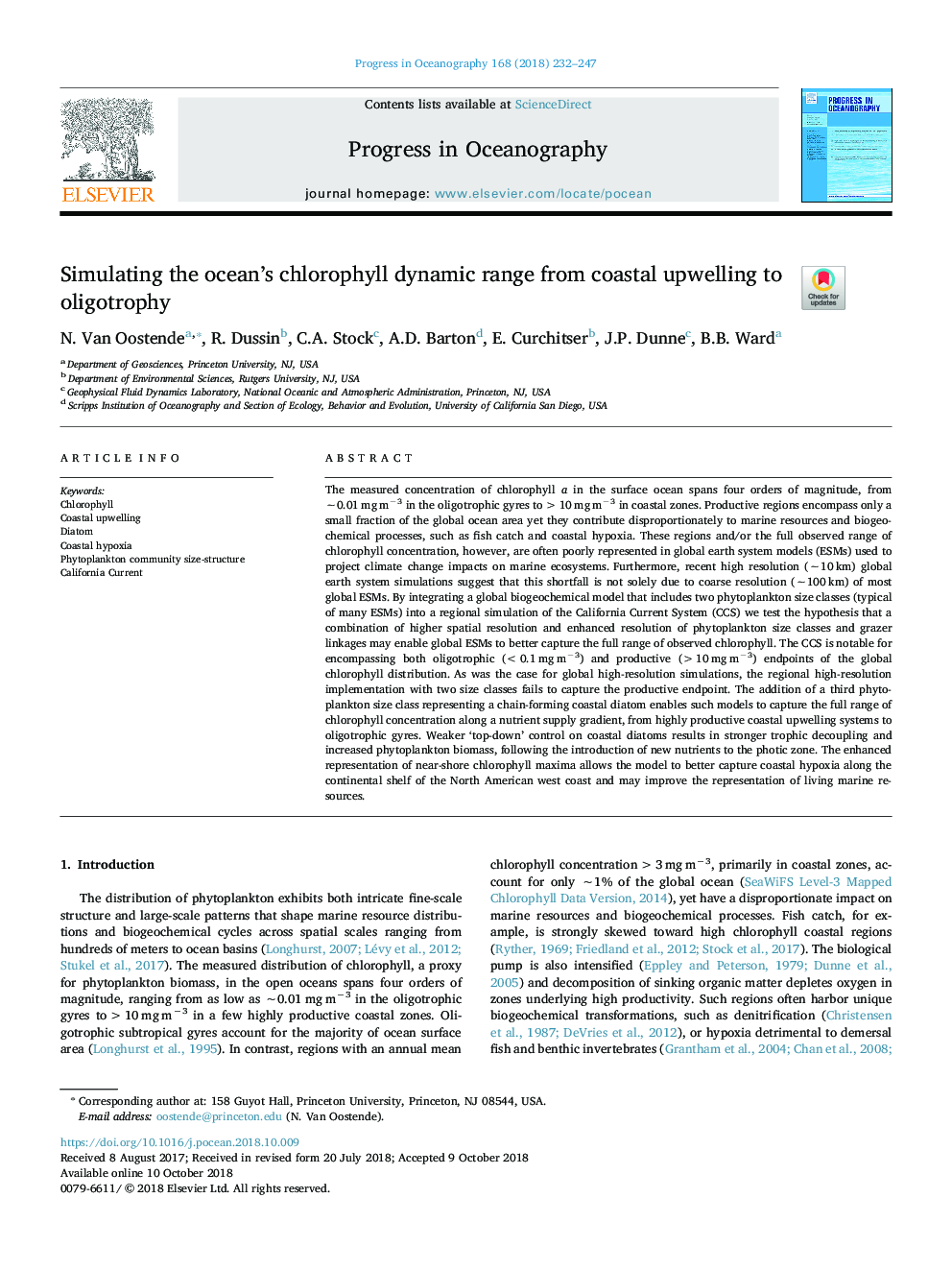 Simulating the ocean's chlorophyll dynamic range from coastal upwelling to oligotrophy