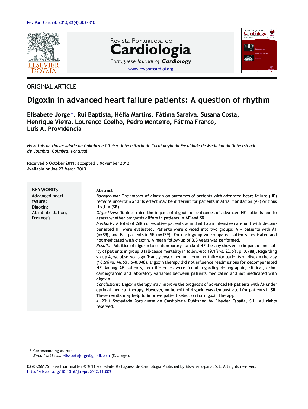 Digoxin in advanced heart failure patients: A question of rhythm