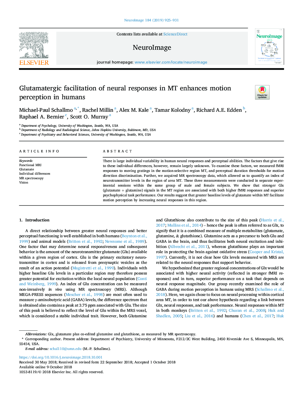 Glutamatergic facilitation of neural responses in MT enhances motion perception in humans