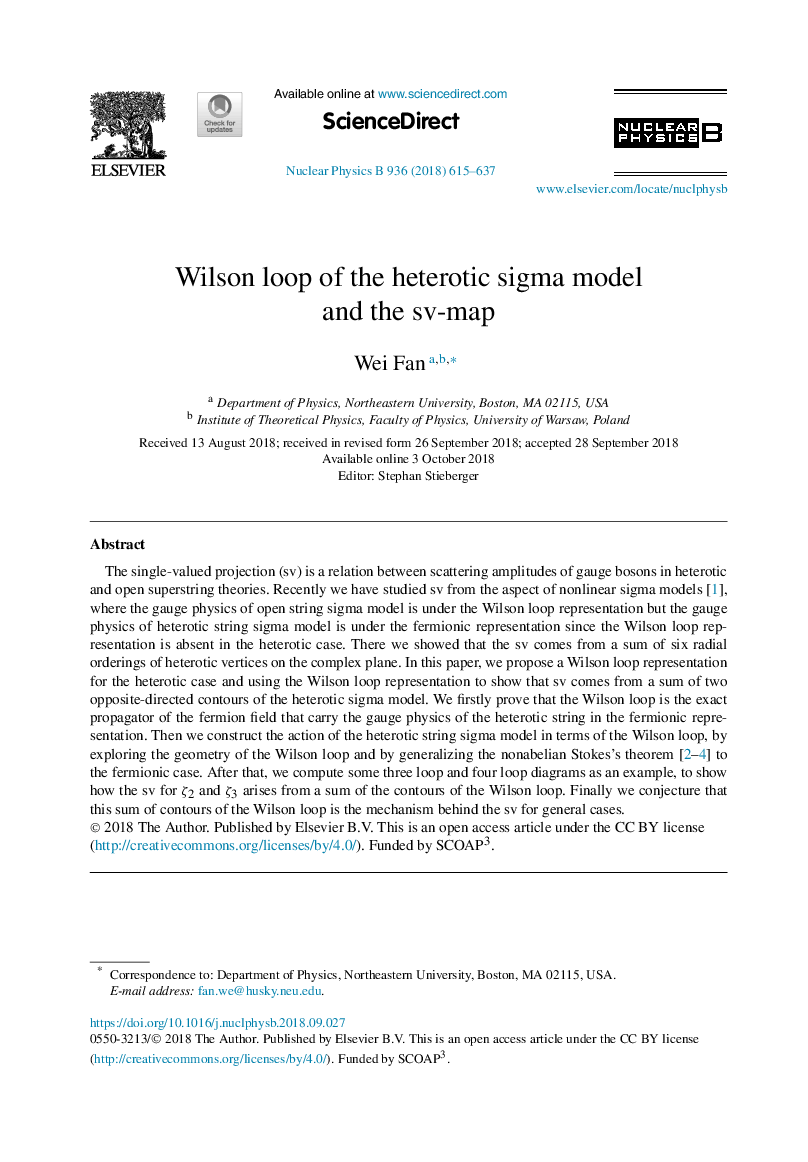 Wilson loop of the heterotic sigma model and the sv-map