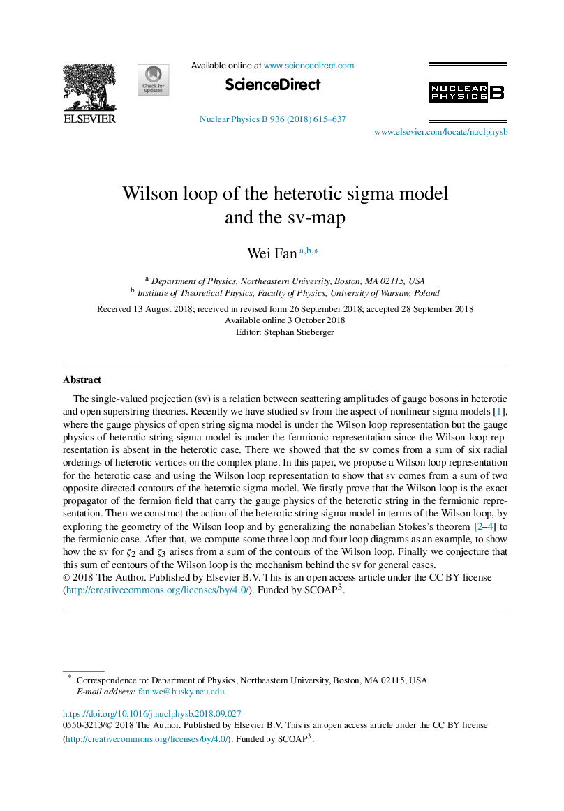 عکس صفحه اول مقاله: Wilson loop of the heterotic sigma model and the sv-map Wilson loop of the heterotic sigma model and the sv-map