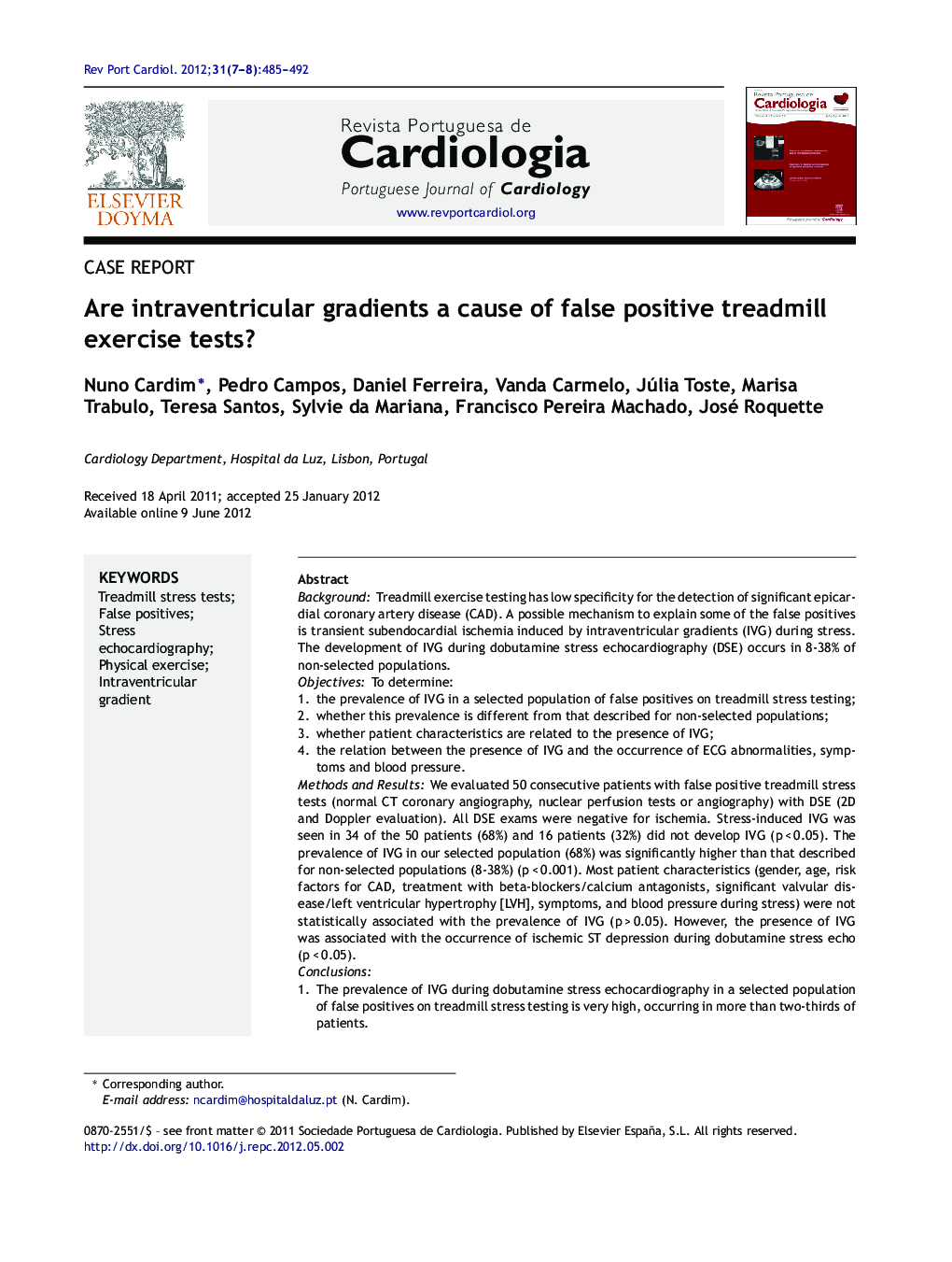 Are intraventricular gradients a cause of false positive treadmill exercise tests?