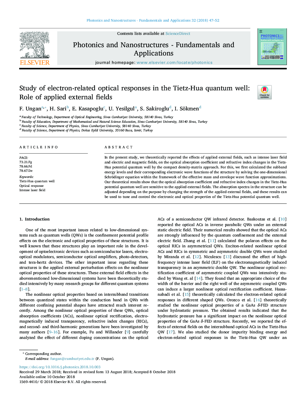 Study of electron-related optical responses in the Tietz-Hua quantum well: Role of applied external fields