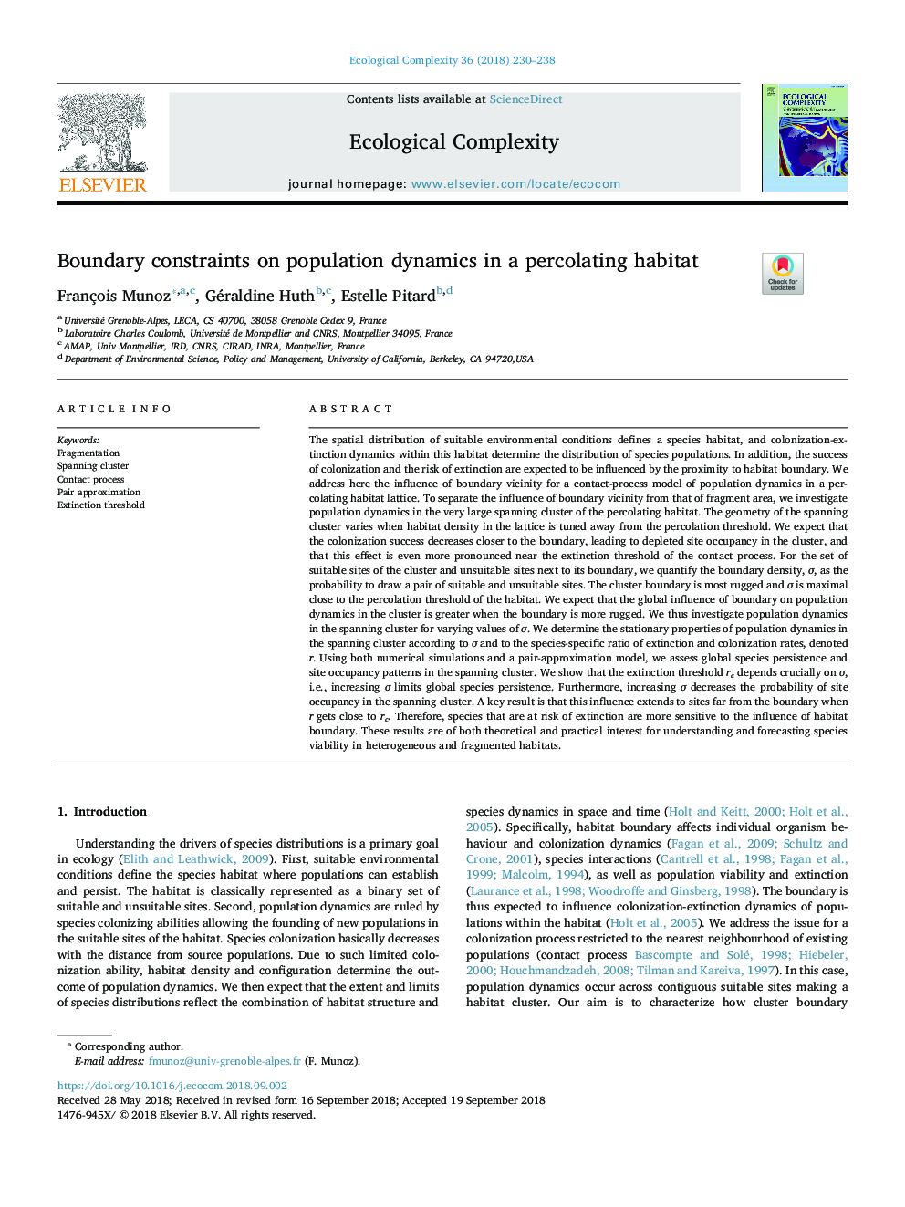 Boundary constraints on population dynamics in a percolating habitat