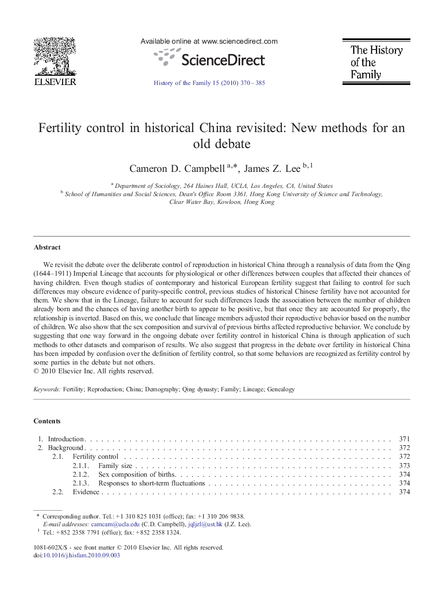 Fertility control in historical China revisited: New methods for an old debate