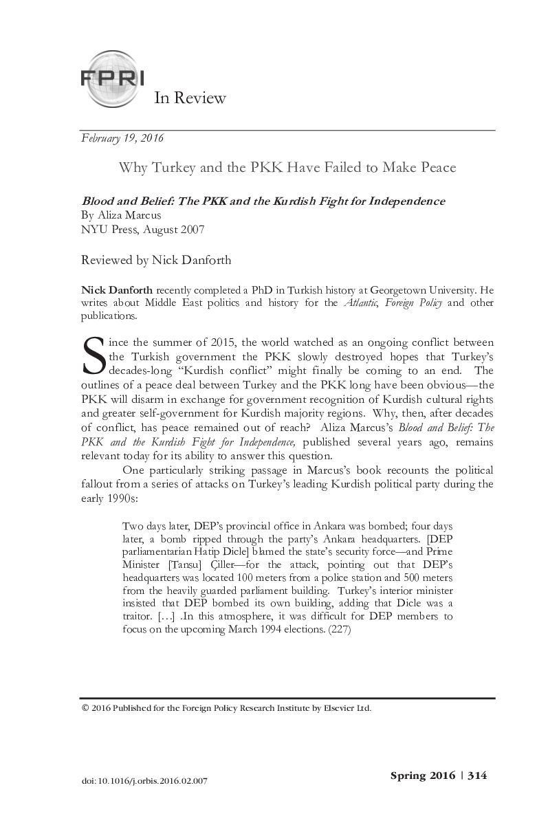 Why Turkey and the PKK Have Failed to Make Peace
