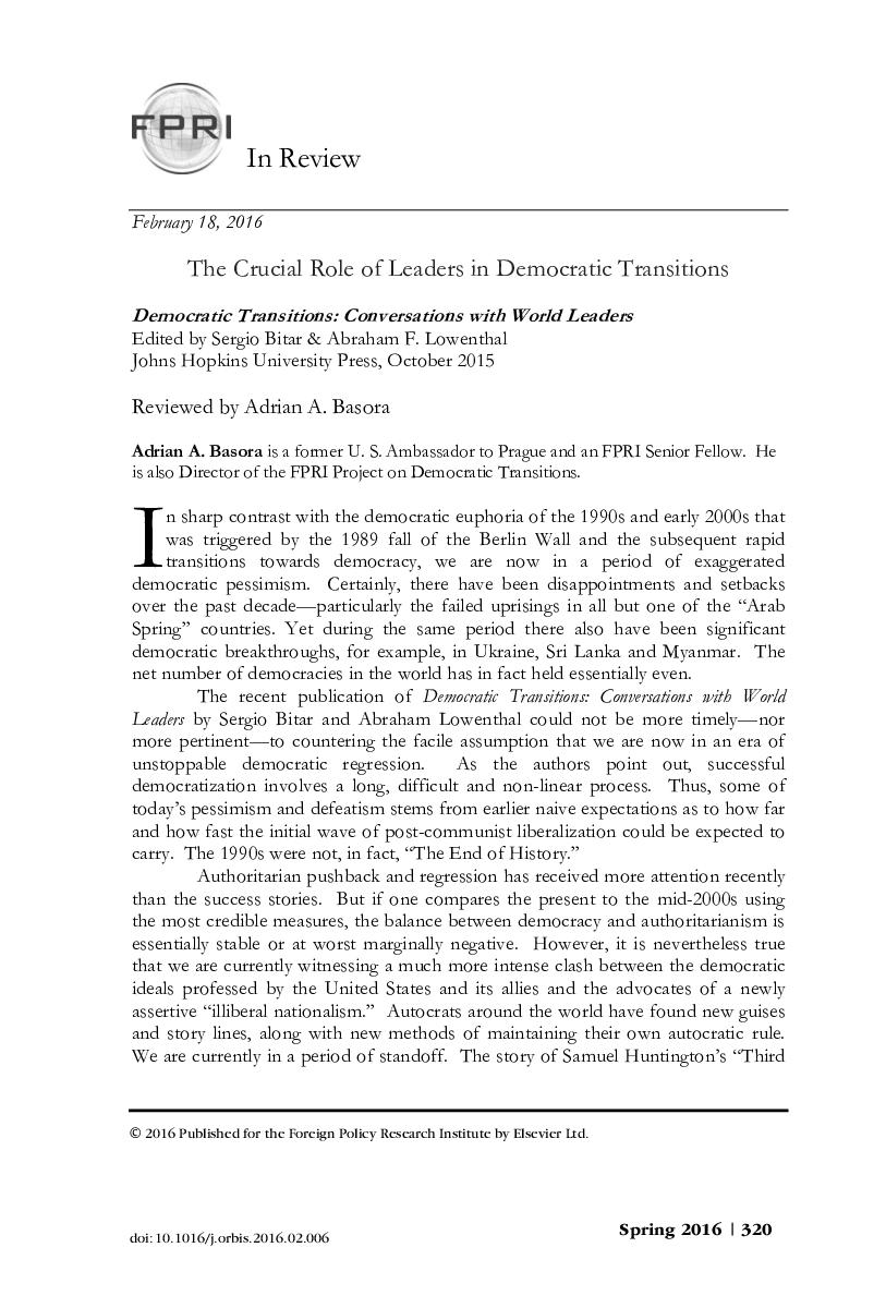 The Crucial Role of Leaders in Democratic Transitions