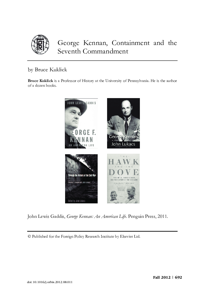 George Kennan, Containment and the Seventh Commandment