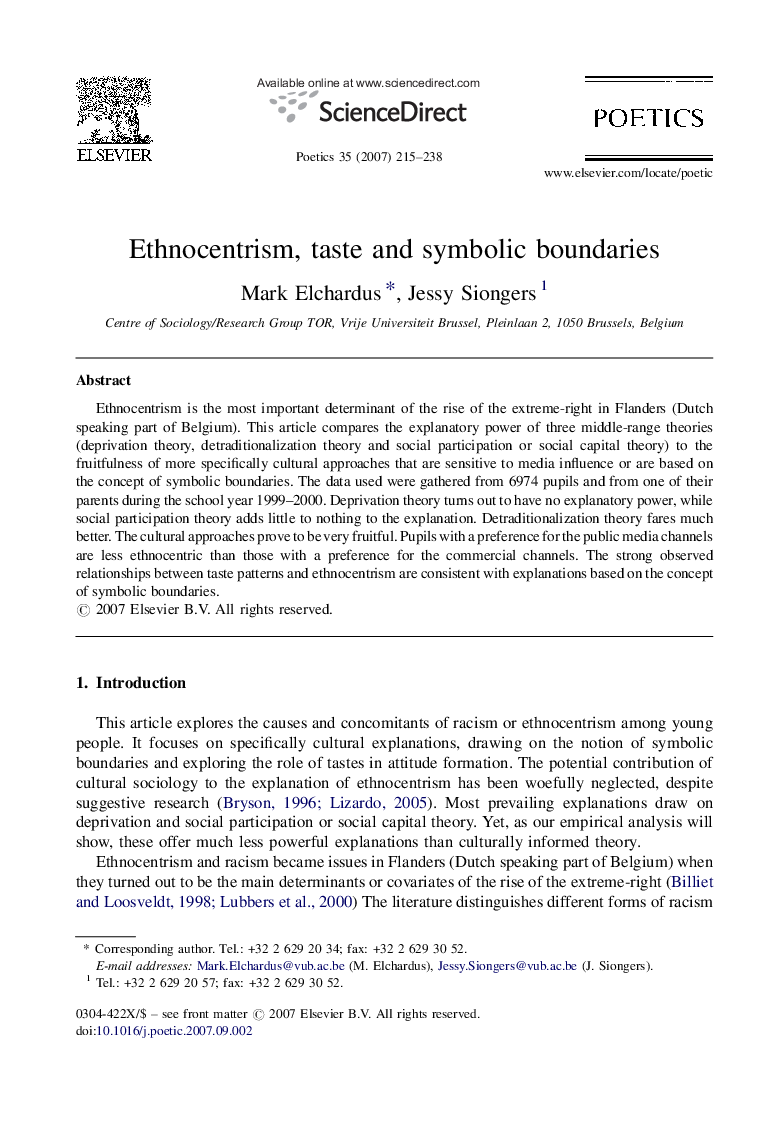 Ethnocentrism, taste and symbolic boundaries